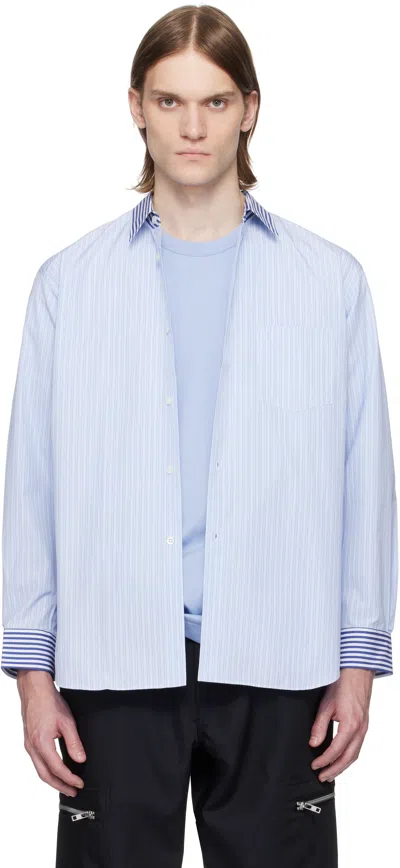 Comme Des Garçons Shirt Blue Yarn Dyed Cotton Stripe Poplin Shirt In 1 Stripe 3