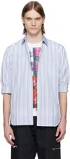 Comme Des Garçons Shirt Blue Yarn Dyed Cotton Stripe Poplin Shirt In 2 Stripe 4