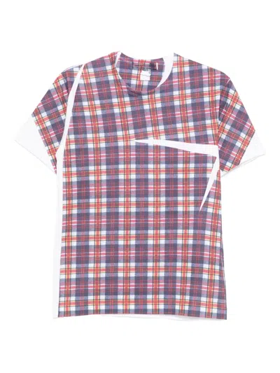 Comme Des Garçons Shirt Checked Panelled T-shirt In Multi