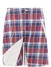 Comme Des Garçons Shirt Checked Twill Shorts In Red