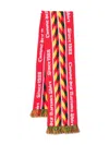 Comme Des Garçons Shirt Chevron-pattern Fringed Scarf In Red