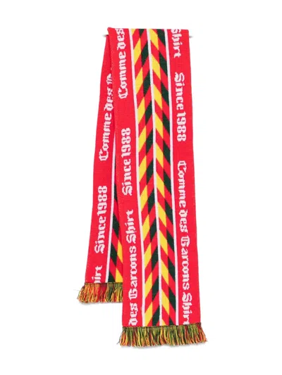 COMME DES GARÇONS SHIRT CHEVRON-PATTERN FRINGED SCARF