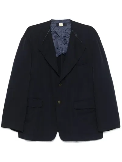 Comme Des Garçons Shirt Collarless Blazer In Blue