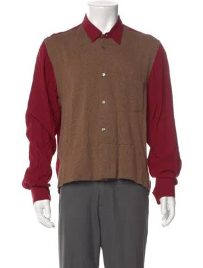 Pre-owned Comme Des Garçons Shirt Colorblock Pattern Long Sleeve Shirt In Brown