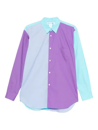 Comme Des Garçons Shirt Colour-block Long-sleeve Shirt In Blue