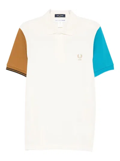 Comme Des Garçons Shirt Colour-block Polo Shirt In White