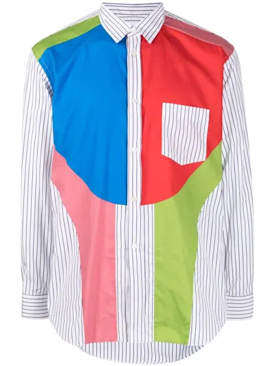 Comme Des Garçons Shirt Colour-block Striped Cotton Shirt In Multicolour