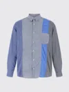 Comme Des Garçons Patchwork Patterned Cotton Poplin Shirt With Fringed Hem In Multi