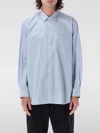 Comme Des Garçons Striped Shirt With Chest Pocket And Long Sleeves In Lightblue