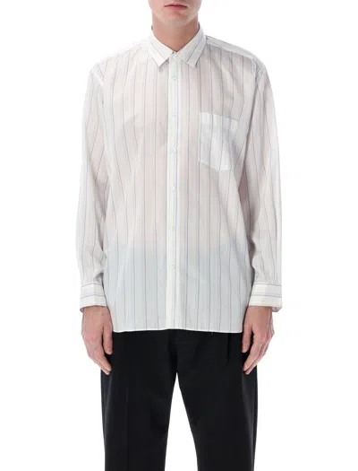 Comme Des Garçons Shirt Striped Cupro Shirt In White