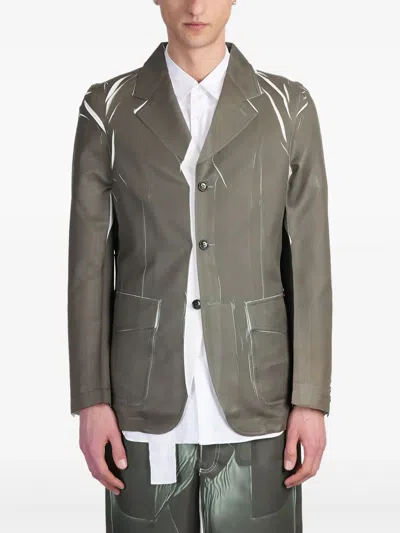 Comme Des Garçons Shirt Contrasting-detailed Blazer In Green