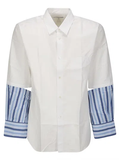 Comme Des Garçons Shirt Cotton Dobby Check X Cotton Stripe Poplin In White