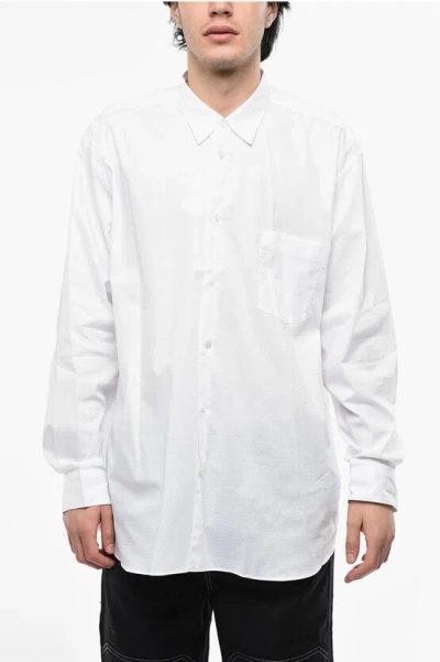 Comme Des Garçons Shirt Cotton Popline Shirt With Classic Collar In White