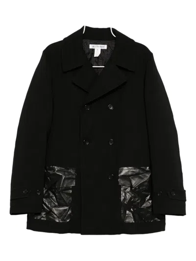 Comme Des Garçons Shirt Crease-pockets Peacoat In Black