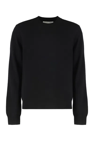 Comme Des Garçons Shirt Crew-neck Wool Sweater In Black