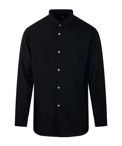 Comme Des Garçons Shirt Crinkled Pocket Poplin Shirt In Black