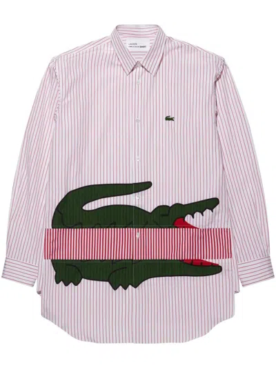 Comme Des Garçons Shirt Crocodile-print Pinstriped Shirt In Red