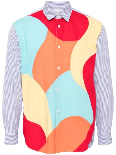 Comme Des Garçons Shirt Hemd Im Patchwork-look In Blau