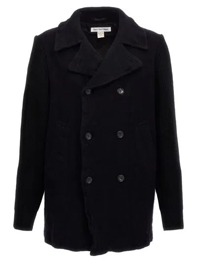 Comme Des Garçons Shirt Double-breasted Wool Coat Coats, Trench Coats Blue
