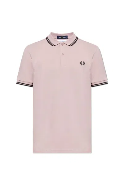 Comme Des Garçons Shirt X Fred Perry Logo-embroidered Polo Shirt In Pink