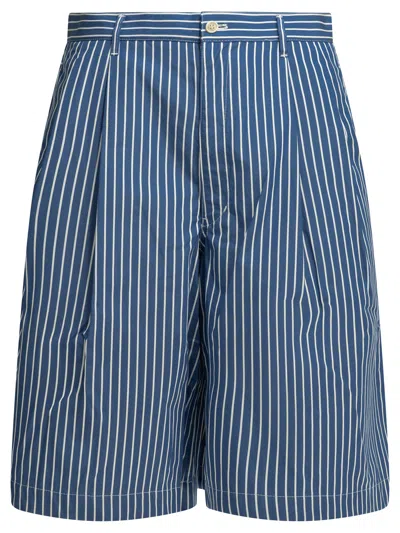 Comme Des Garçons Shirt Formal Striped Shorts In Blue
