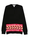 Comme Des Garçons Shirt Geometric-pattern Crew-neck Sweater In Black