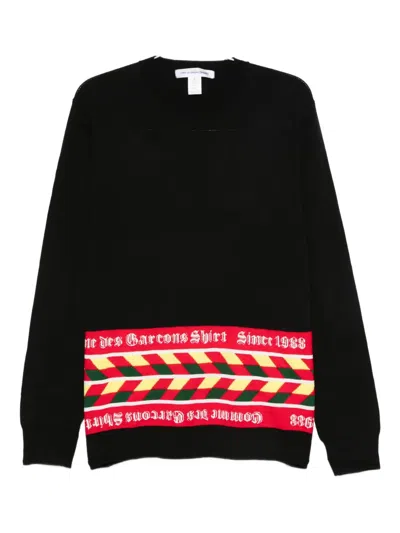 Comme Des Garçons Shirt Geometric-pattern Crew-neck Sweater In Black