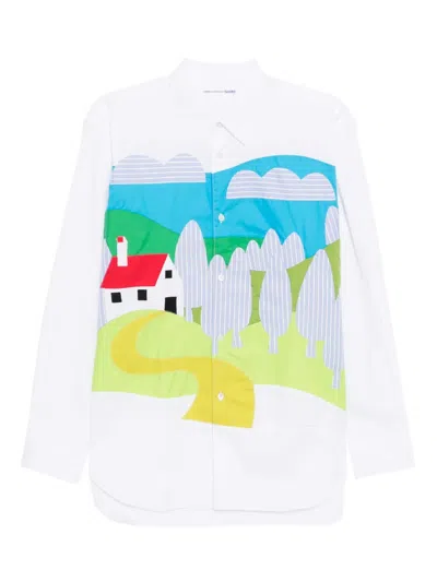 Comme Des Garçons Shirt Graphic-appliqué Shirt In Multi