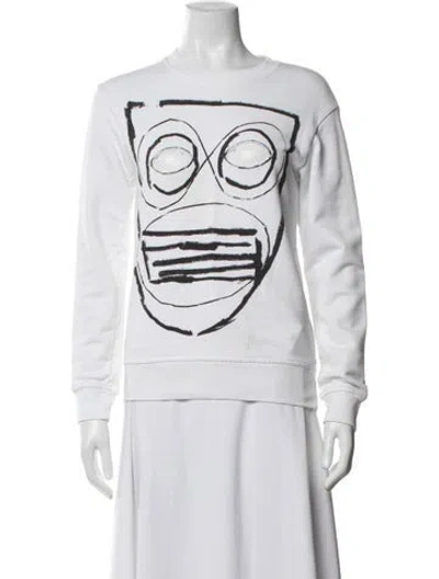 Pre-owned Comme Des Garçons Shirt Graphic Print Crew Neck Sweatshirt In White