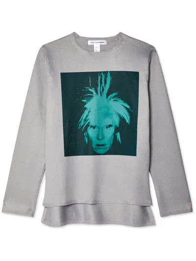 Comme Des Garçons Shirt Graphic-print Layered Jumper In Grey