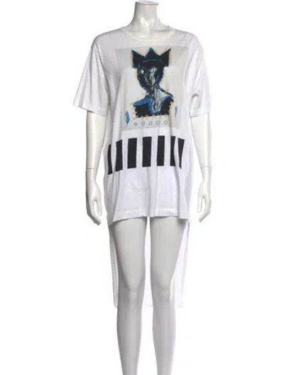 Pre-owned Comme Des Garçons Shirt Graphic Print Long Dress In White