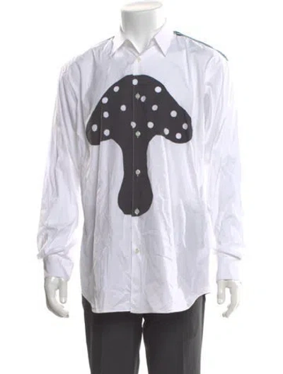 Pre-owned Comme Des Garçons Shirt Graphic Print Long Sleeve Shirt In White