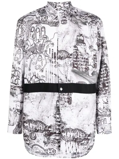 Comme Des Garçons Shirt Graphic-print Long-sleeve Shirt In White
