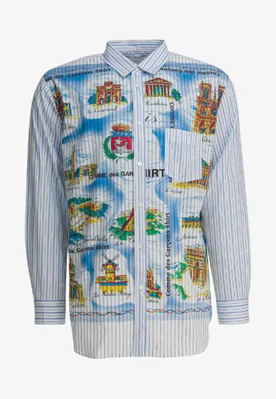 Comme Des Garçons Shirt Graphic Print Long-sleeved Shirt In Multi