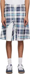 Comme Des Garçons Shirt Tartan Overprint Shorts In 1 Blue