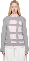 Comme Des Garçons Shirt Gray Geometric Cutouts Sweater