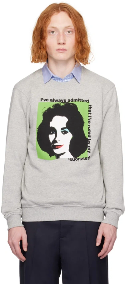 Comme Des Garçons Shirt Graphic-print Cotton Sweatshirt In Grey