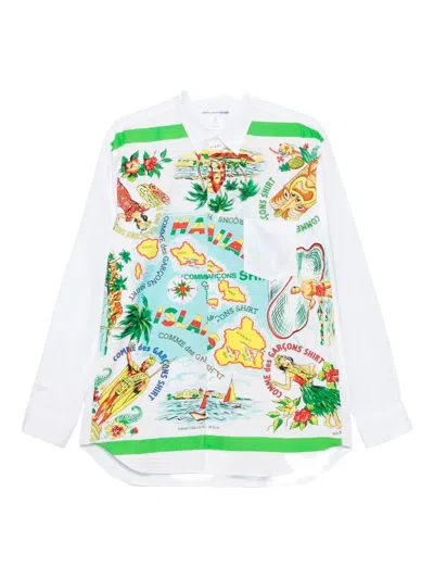 Comme Des Garçons Shirt Hawaiian-print Shirt In White