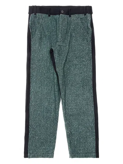 Comme Des Garçons Shirt Herringbone-panel Trousers In Gray