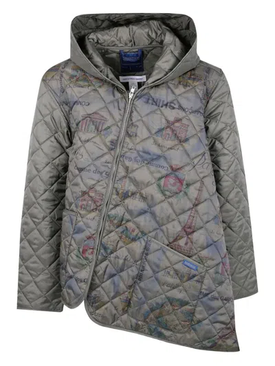 Comme Des Garçons Shirt Hooded Quilted Jacket In Gray