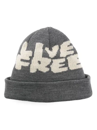 Comme Des Garçons Shirt Intarsia-knit Beanie Hat In Grey