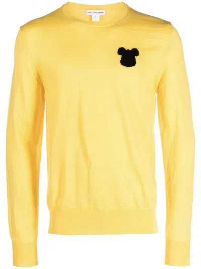 Comme Des Garçons Shirt X Disney Crew Neck Knit Jumper In Yellow