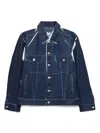 Comme Des Garçons Woven Jacket Collared Neck In Blue