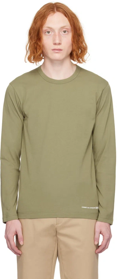 Comme Des Garçons Shirt Khaki Printed Long Sleeve T-shirt In 3 Khaki