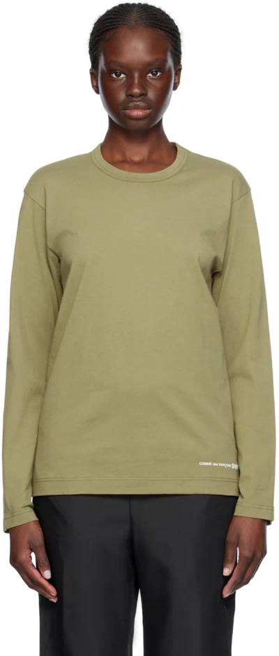 Comme Des Garçons Shirt Khaki Printed Long Sleeve T-shirt In 3 Khaki