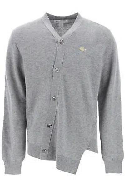 Pre-owned Comme Des Garçons Shirt Lacoste Asymmetric Wool Cardigan In Gray