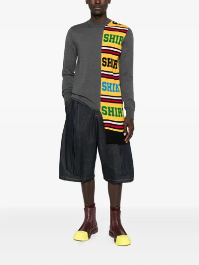 Comme Des Garçons Shirt Layered Wool Sweater In Gray