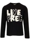 Comme Des Garçons Shirt Wool Crewnewck Sweater With Live Free Embroidery
