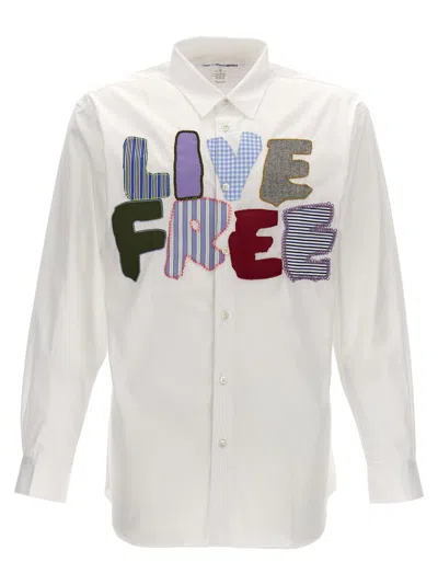 Comme Des Garçons Shirt Live Free Shirt, Blouse In White