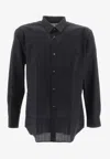 Comme Des Garçons Shirt Long-sleeved Wool Shirt In Navy